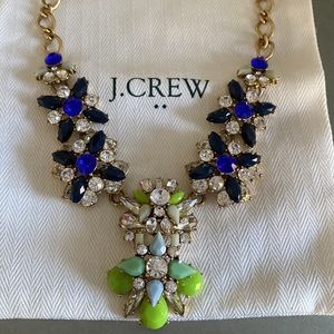 J Crew Gold-tone Necklace With Blue, Green and Crystal Accents